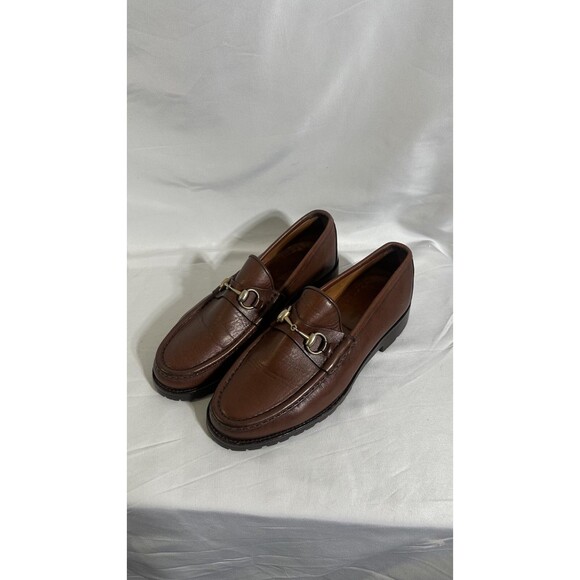 Gucci Horse-bit Loafers Men's Size 8 D Leather Casual Brown Shoes - Picture 1 of 6